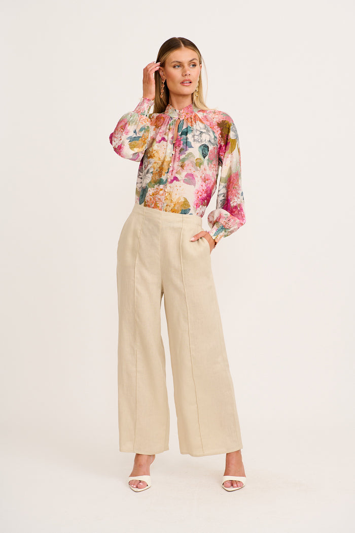 Delia Top in Multi Floral full length