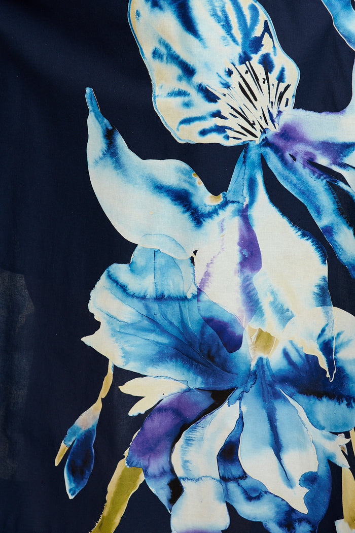 From The Heart Maxi Skirt in Navy with Blue Floral Cotton fabric