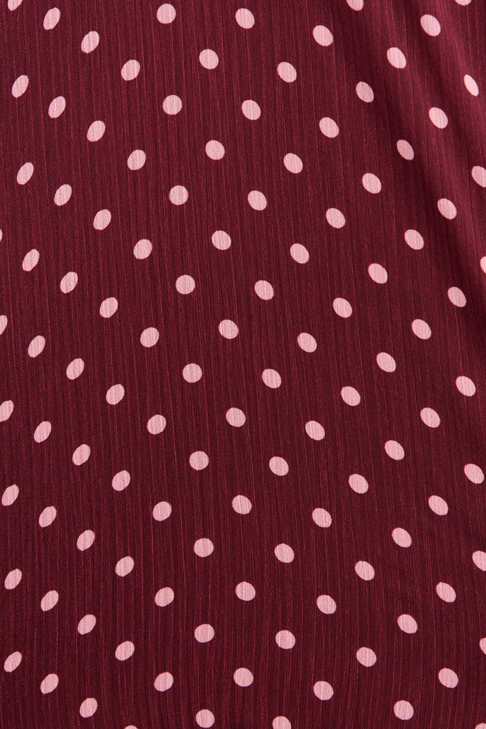 Mica Dress in Burgundy Polka Dot Chiffon fabric