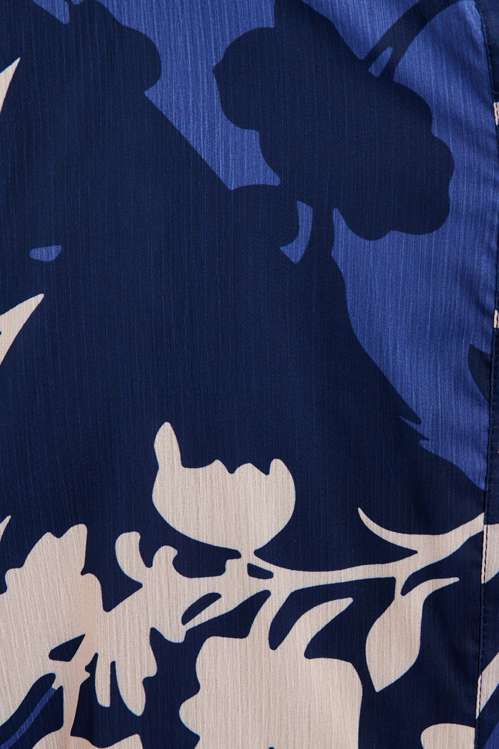 Mica Dress in Navy and Blue Floral Chiffon fabric