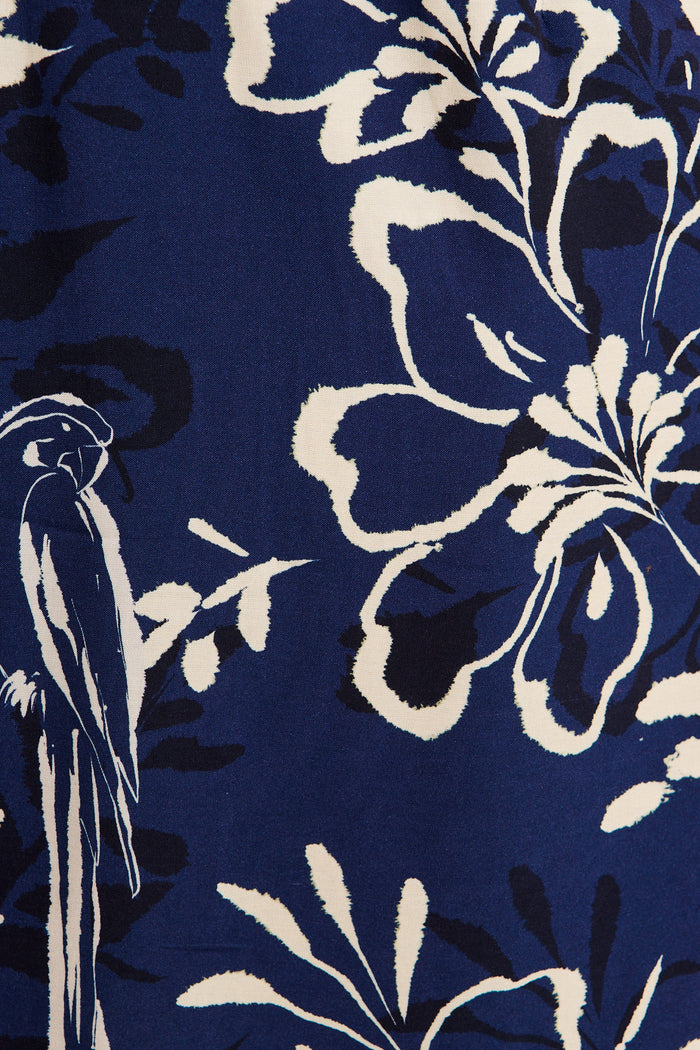Ravello Dress in Navy with Cream Print fabric