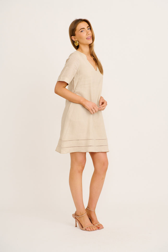 Elspeth Dress in Beige Linen side
