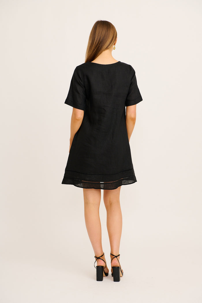 Elspeth Dress in Black Linen back