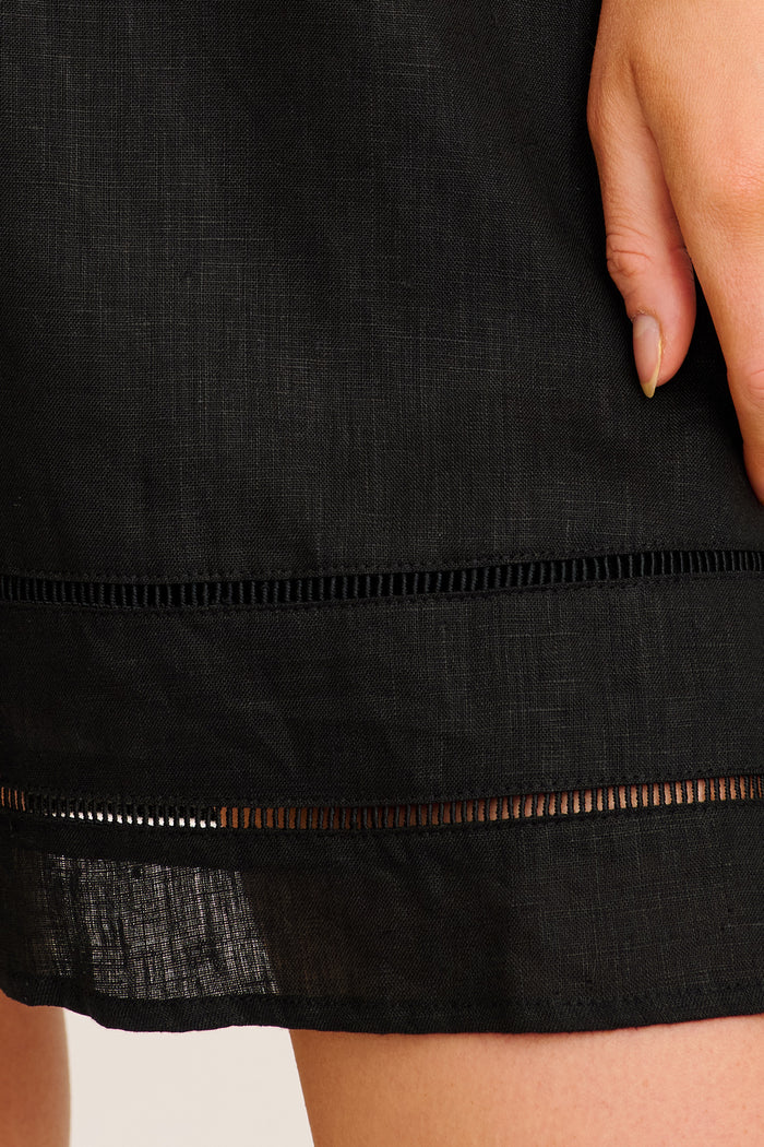 Elspeth Dress in Black Linen detail