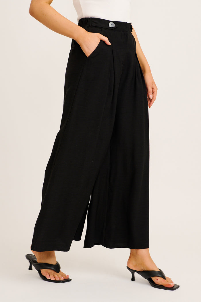 Blisfully Plain Pant in Black Linen Blend side