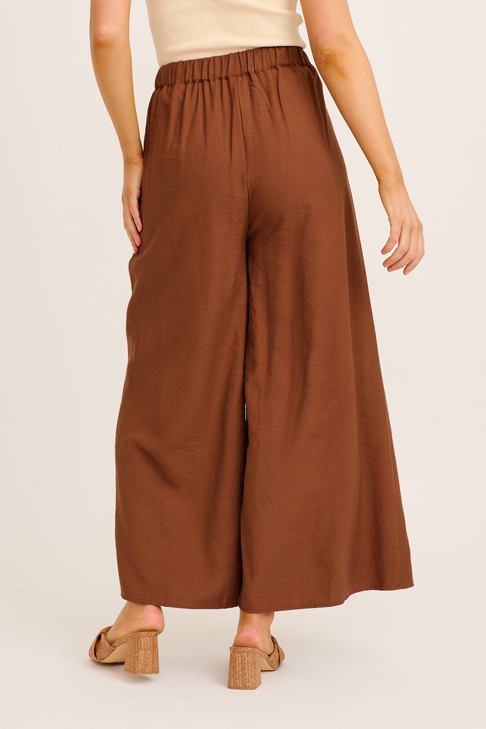 Blisfully Plain Pant in Chocolate Linen Blend back