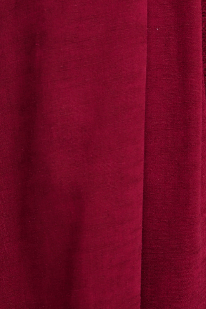 Stylish Structure Midi Shirt Dress in Wine Linen Blend fabric