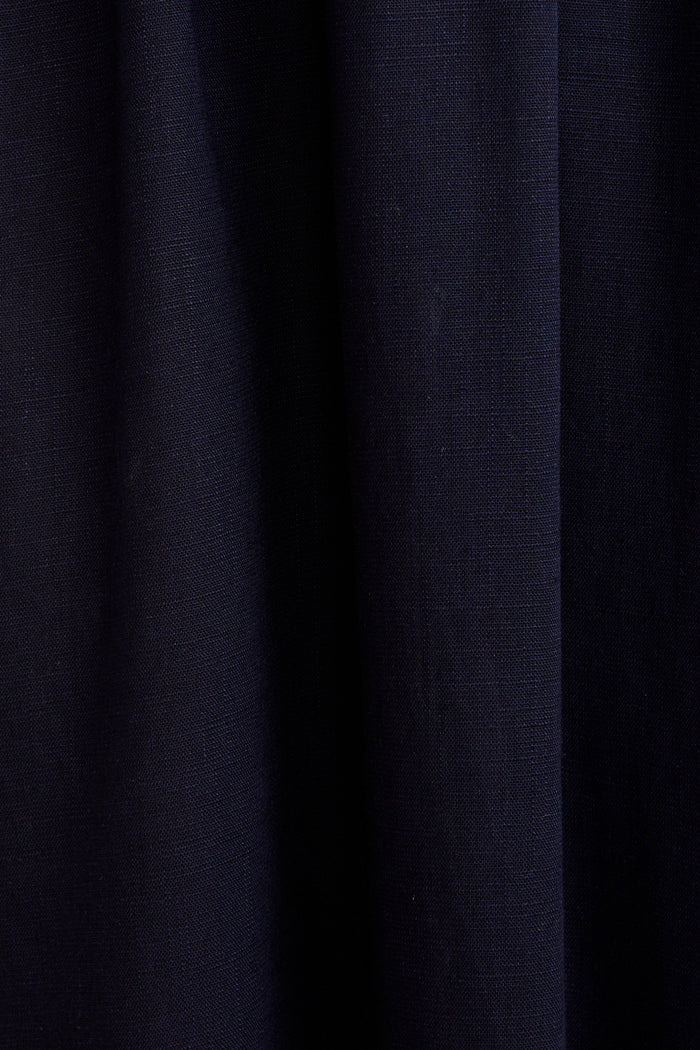 Nerea Midi Dress in Navy Linen Blend fabric