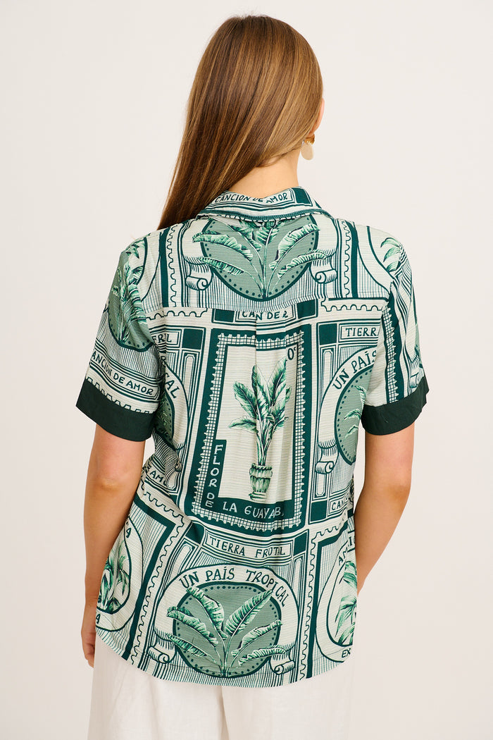 To Be Seen Shirt  in Green Tiles Print back