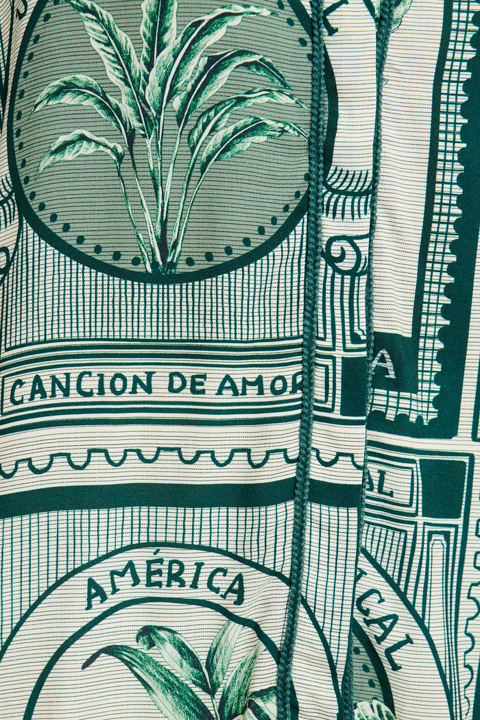 To Be Seen Shirt  in Green Tiles Print fabric