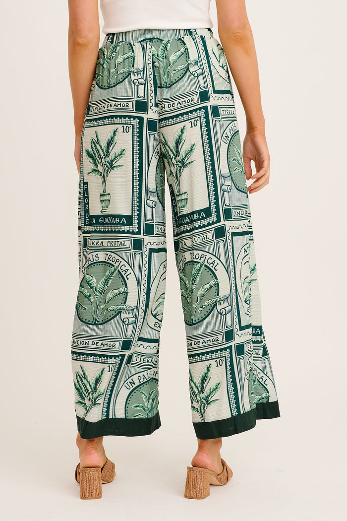 Taylor Wide Leg Pant in Green Tile Print back