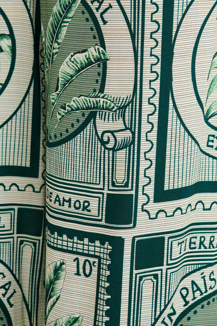 Taylor Wide Leg Pant in Green Tile Print fabric