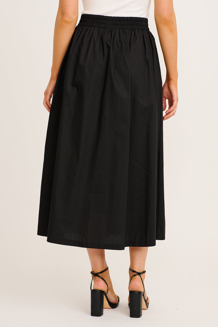 Stylish Structure Maxi Skirt in Black Cotton back