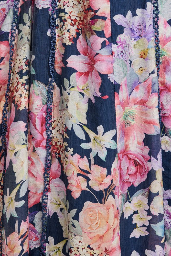 Kenia Maxi Dress in Navy with Multi Floral fabric