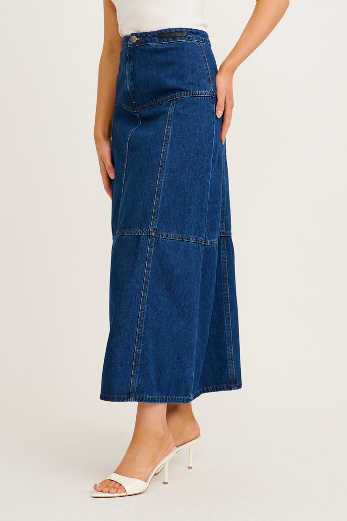 Maryanne Maxi Skirt in Mid Blue Wash Denim side