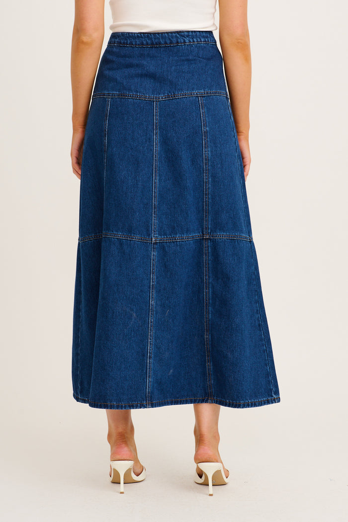 Maryanne Maxi Skirt in Mid Blue Wash Denim back