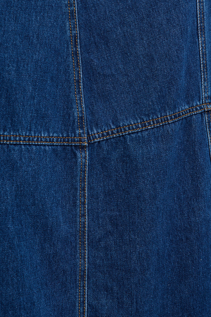 Maryanne Maxi Skirt in Mid Blue Wash Denim fabric