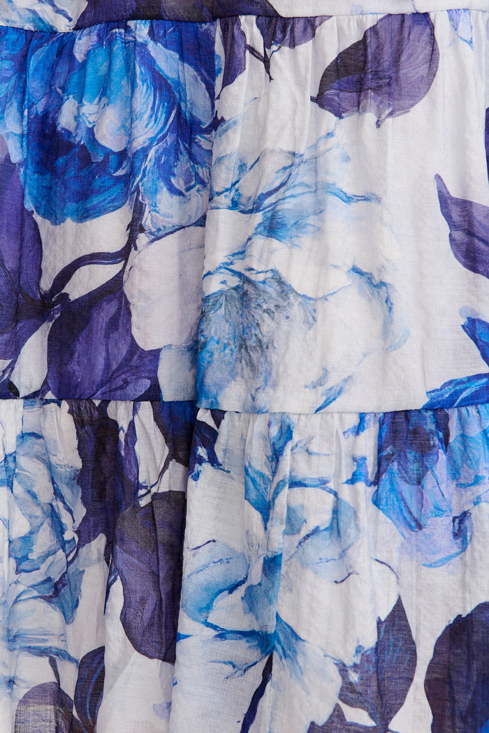 Stepping Out Dress in Blue Floral Cotton Blend fabric