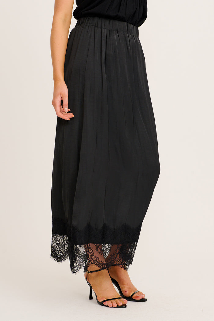 Best Yet Midi Skirt in Black Satin side