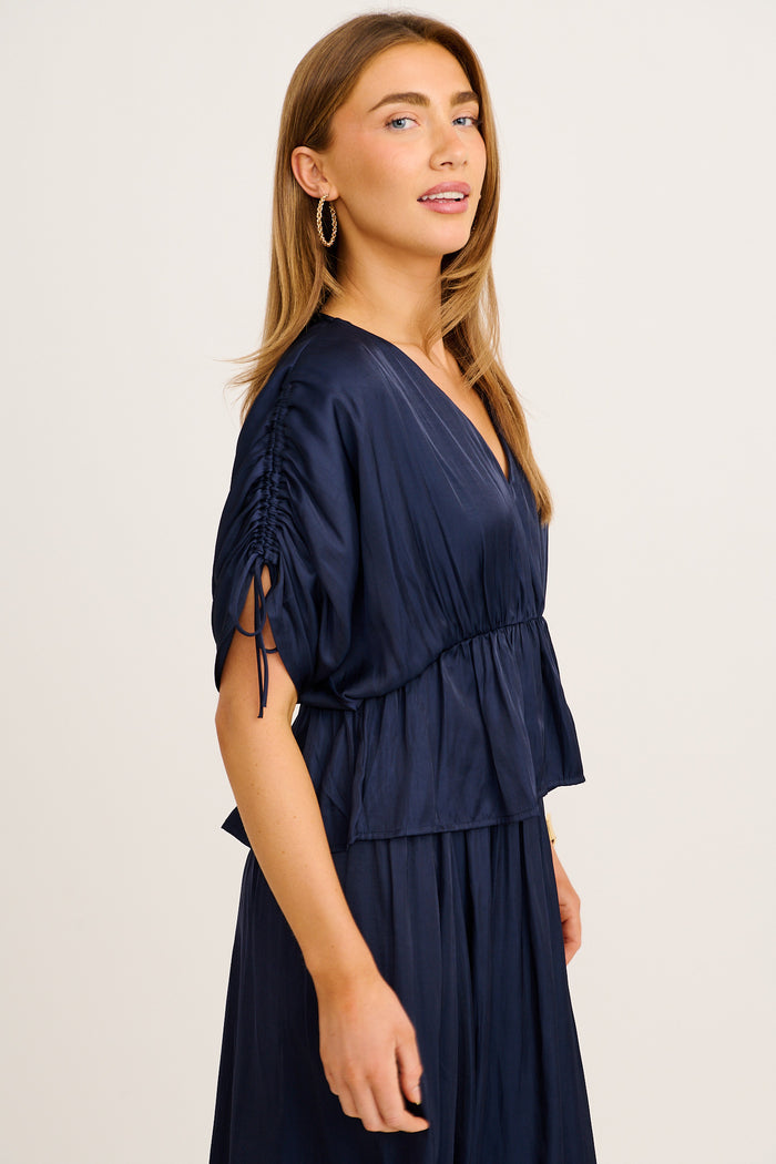 Ultimate Style Top in Navy Satin side