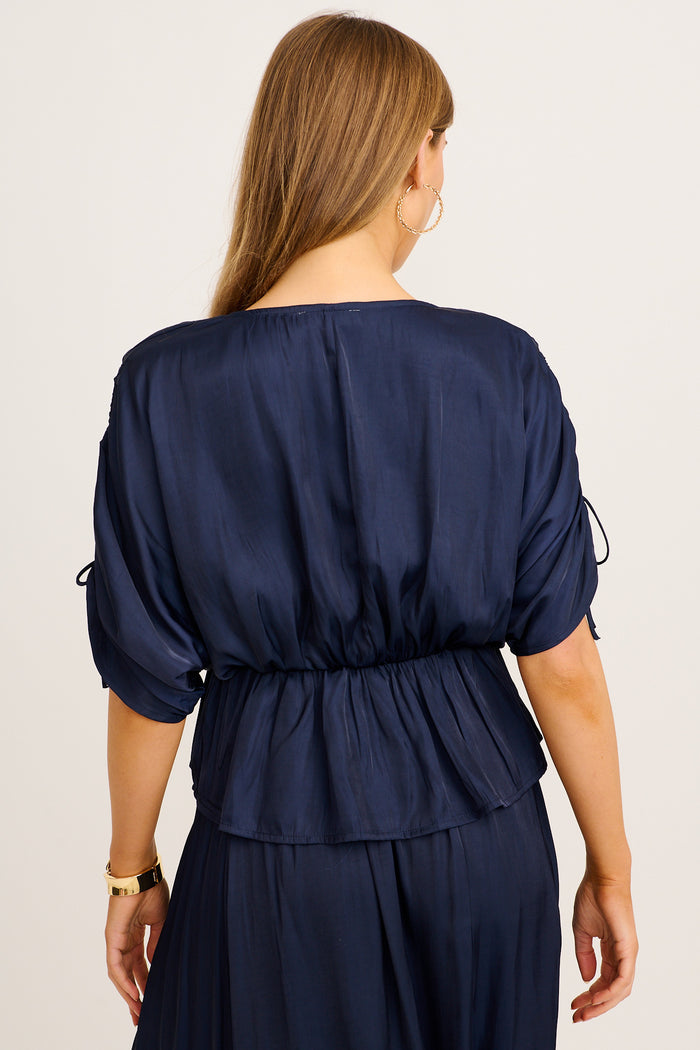 Ultimate Style Top in Navy Satin back