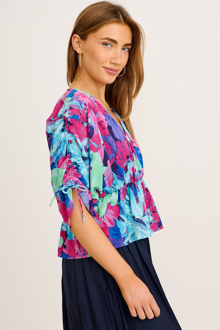 Ultimate Style Top in Multi Watercolour Satin side