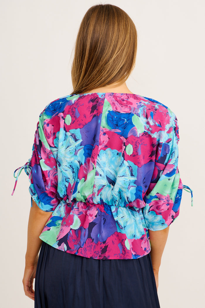 Ultimate Style Top in Multi Watercolour Satin back