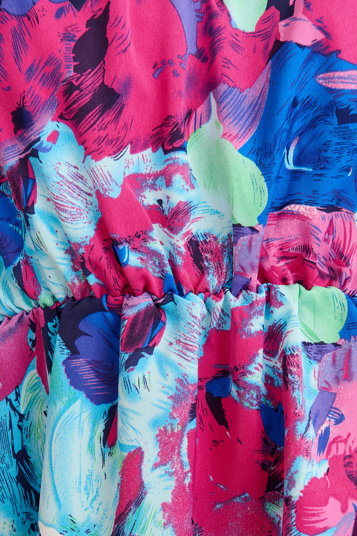 Ultimate Style Top in Multi Watercolour Satin fabric