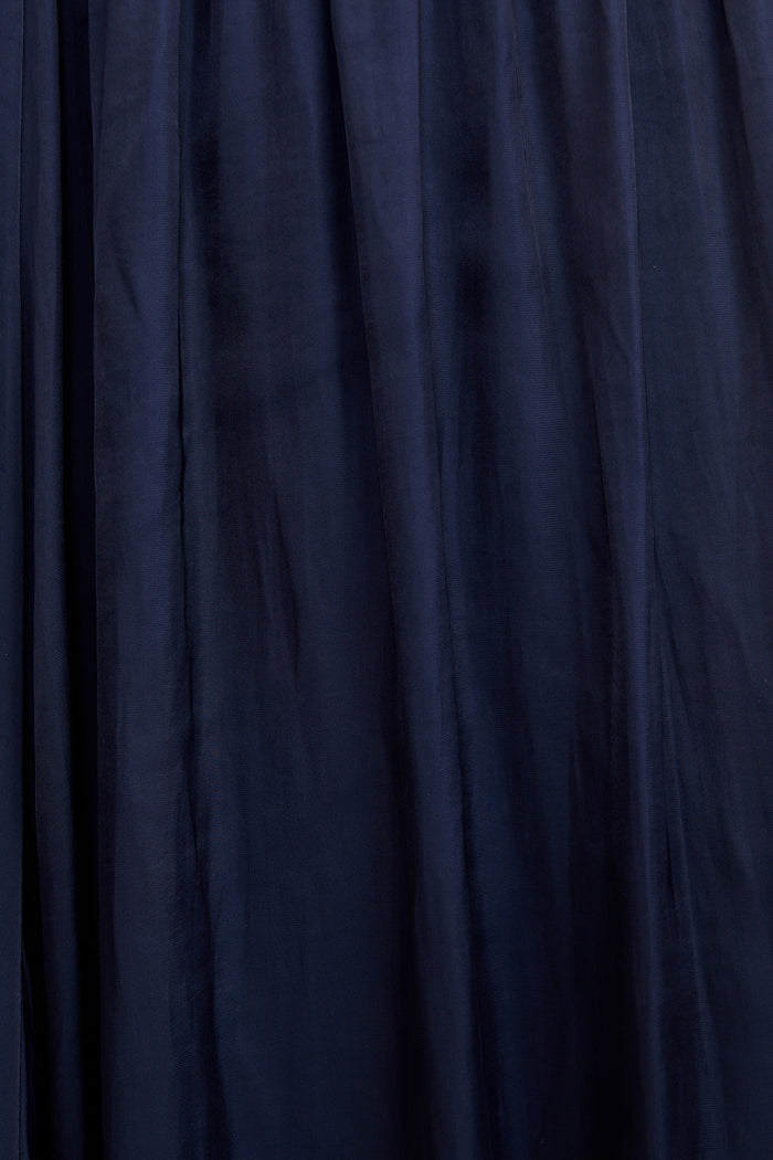 Dream Luxe Maxi Skirt in Navy Satin fabric
