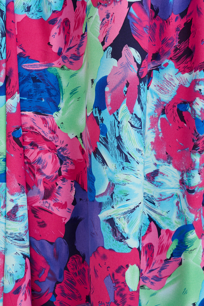 Dream Luxe Maxi Skirt in Multi Watercolour Satin fabric