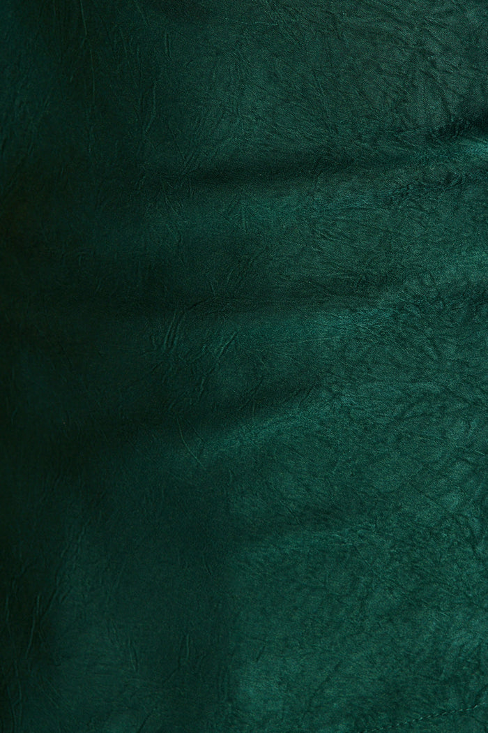 Sleek Off Shoulder Top in Emerald Satin fabric