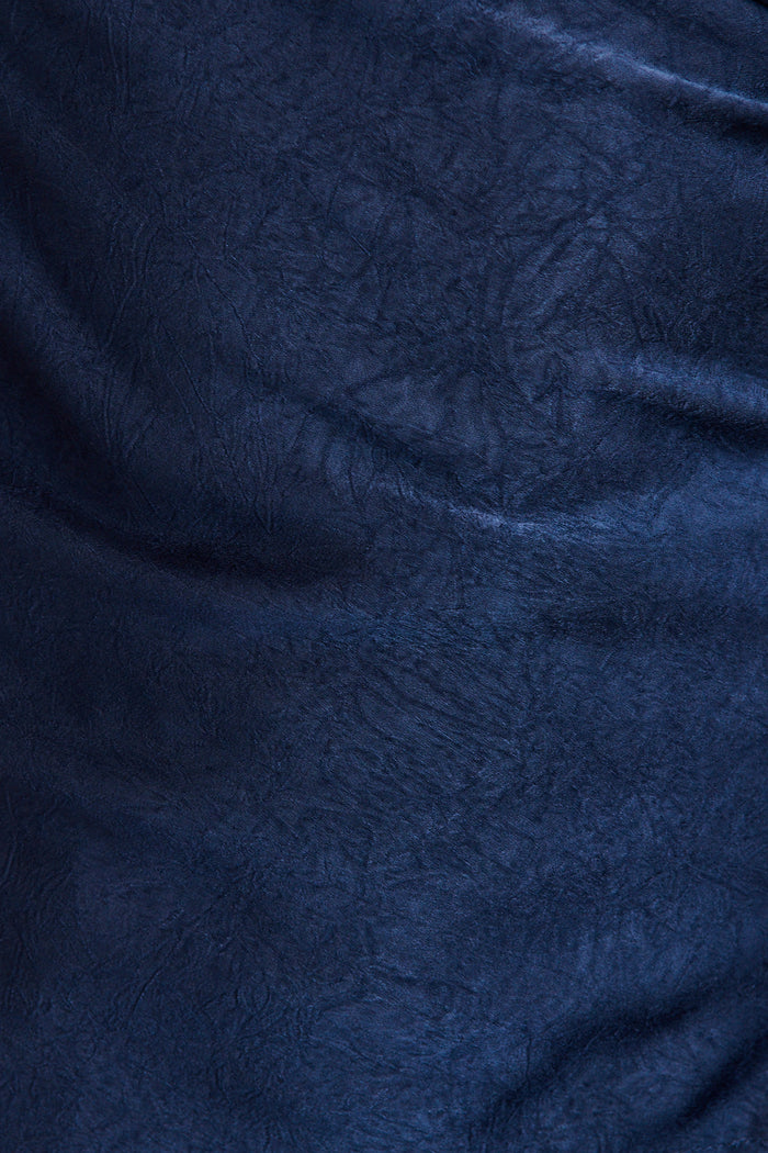 Sleek Off Shoulder Top in Navy Satin fabric