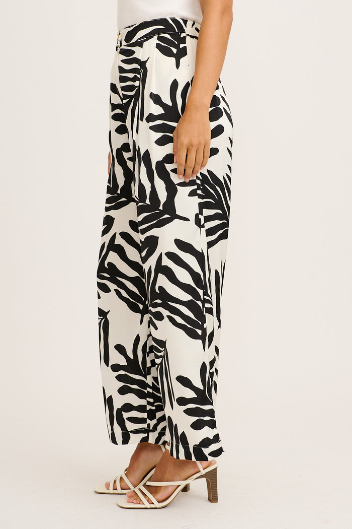 Muse Pant in Black and White Satin side