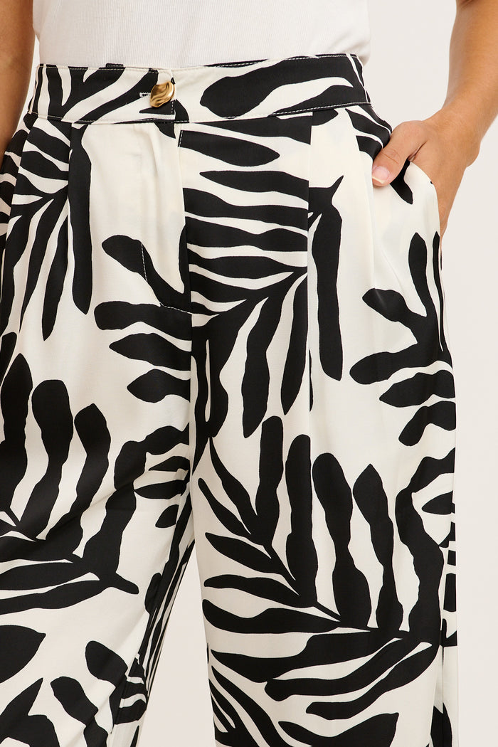 Muse Pant in Black and White Satin detail
