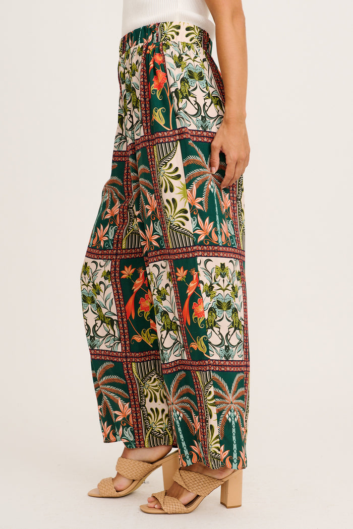 Riviera Whisper Pant in Green Tile Print side