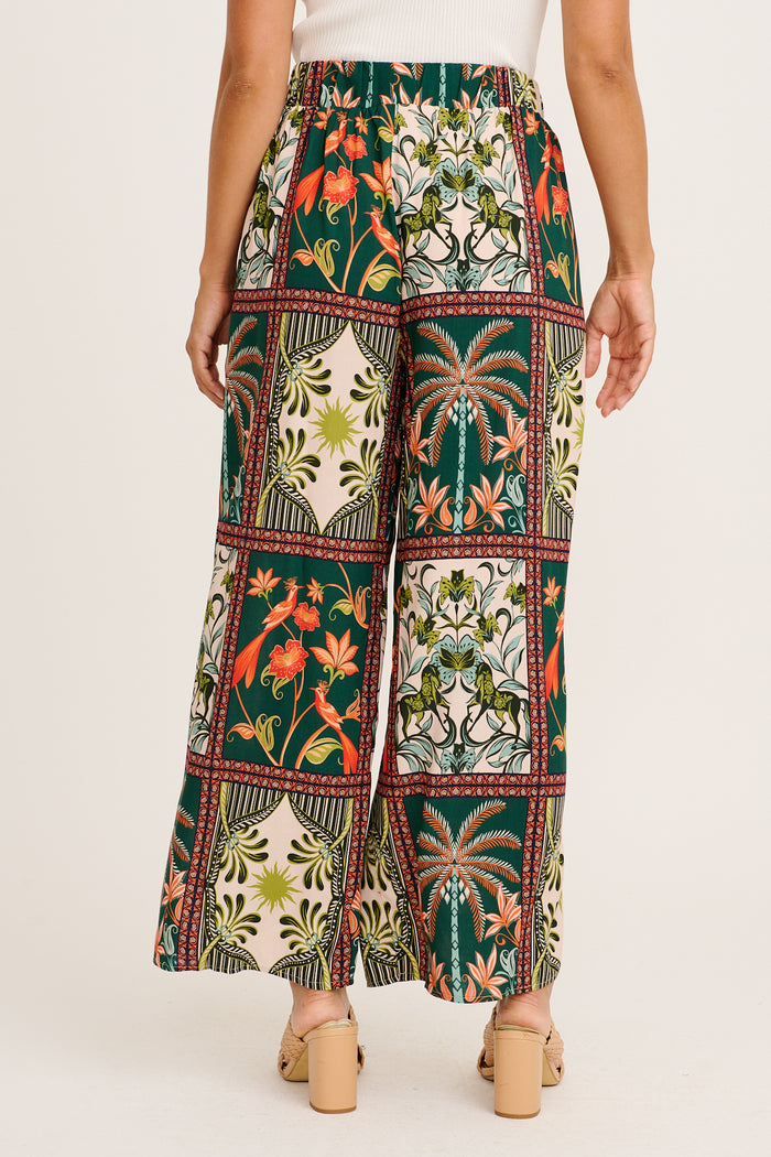 Riviera Whisper Pant in Green Tile Print back