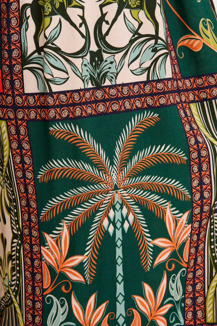 Riviera Whisper Pant in Green Tile Print fabric