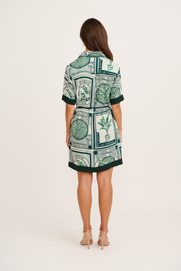 Underestimated Shirt Dress in Green Tiles Print back
