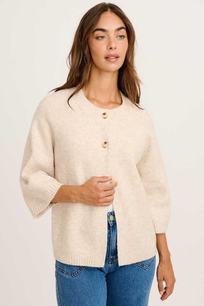 Timeless Comfort Knit Cardigan in Cream Wool Blend