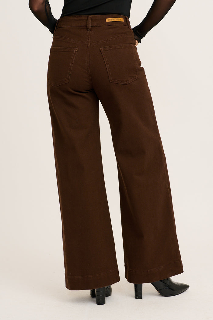 PRE ORDER Torin High Rise Wide Leg Jean in Chocolate Denim back