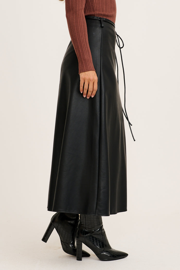 Demi Maxi Skirt in Black Leatherette side