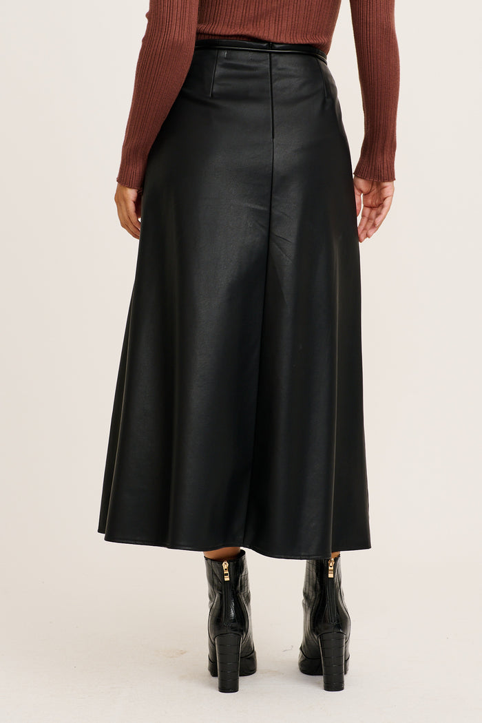 Demi Maxi Skirt in Black Leatherette back