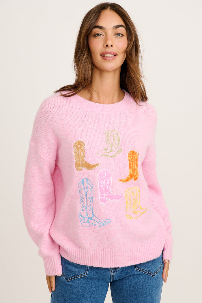 Wild West Knit in Pink Wool Blend front