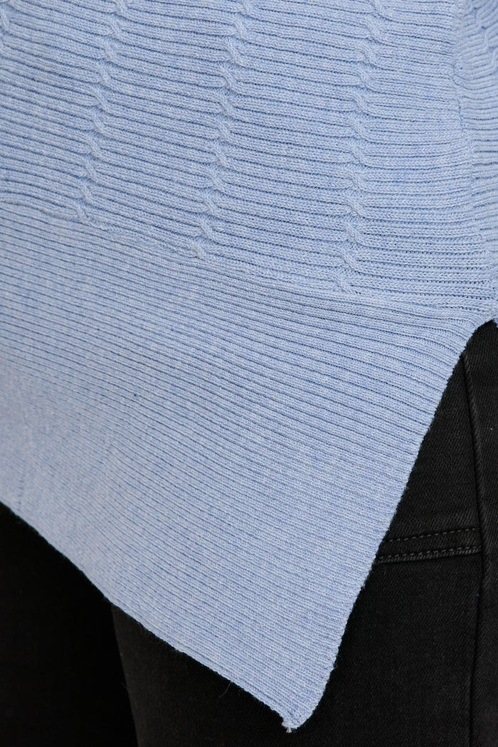 Cloud One Shoulder Knit in Light Blue detail
