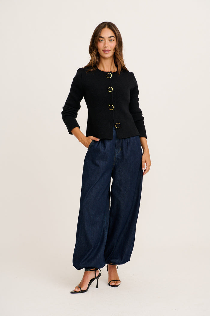 Standout Knit Cardigan in Black full length