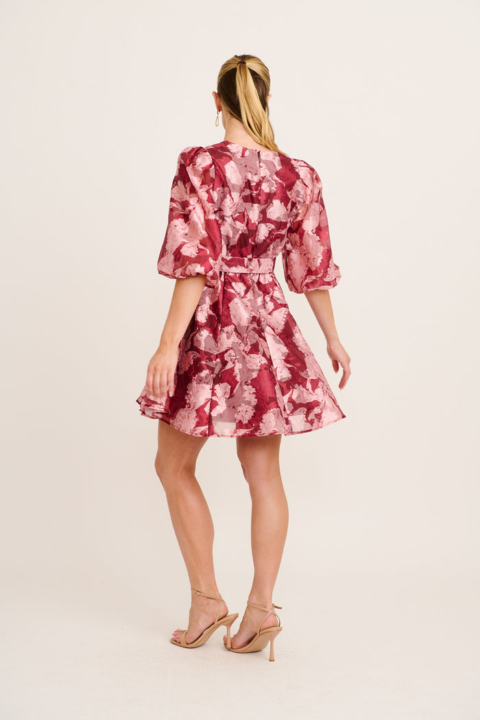 Love Emotions Dress in Wine Floral Organza back