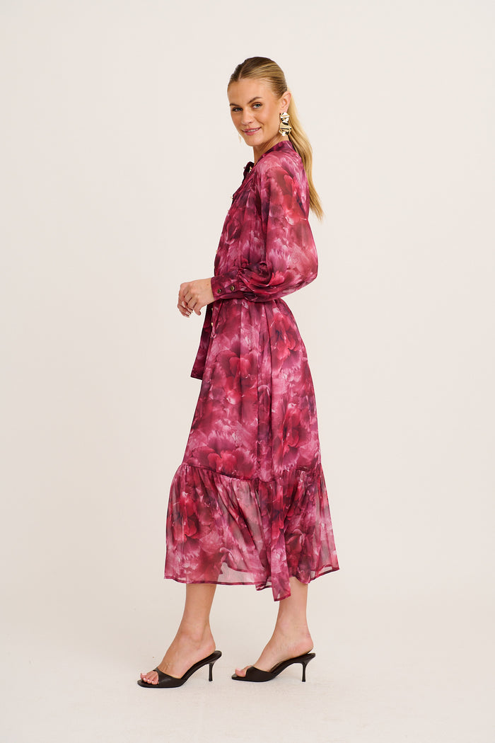 Dive In Maxi Dress in Pink Floral Chiffon side