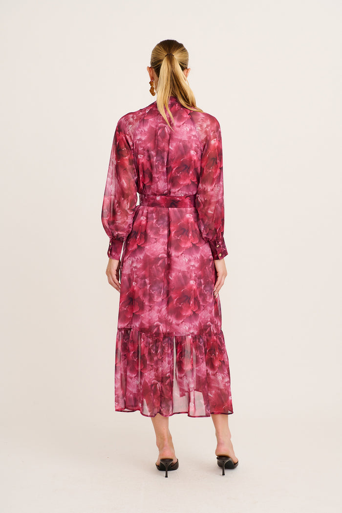 Dive In Maxi Dress in Pink Floral Chiffon back