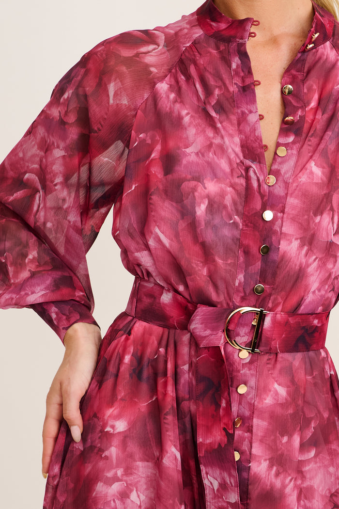 Dive In Maxi Dress in Pink Floral Chiffon detail