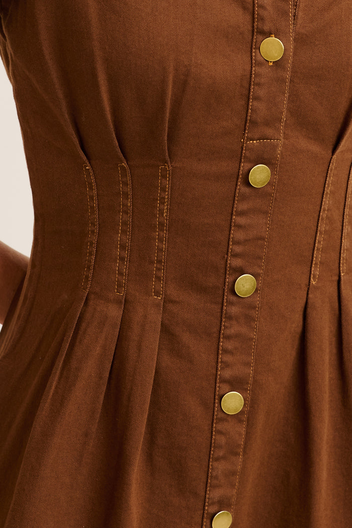 Denim Lover Maxi Dress in Chocolate Denim detail
